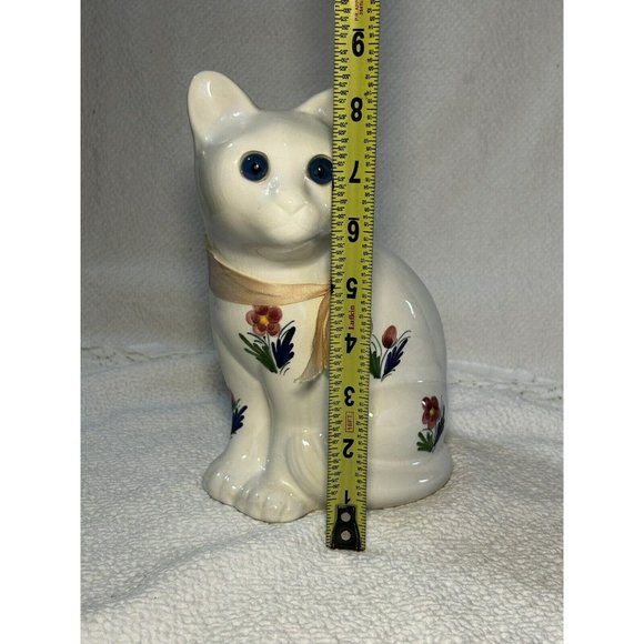 Vintage 1974 Elpa Al Cobaca Portugal Blue Eyed White Cat Figurine w/flowers VGUC - Picture 11 of 12